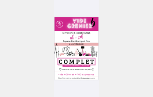 6 ième Vide Grenier 2025 Dimanche 5 Octobre 2025