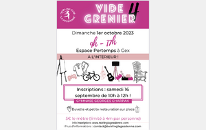 Inscriptions 4 ieme Vide Grenier du 1 oct 2023